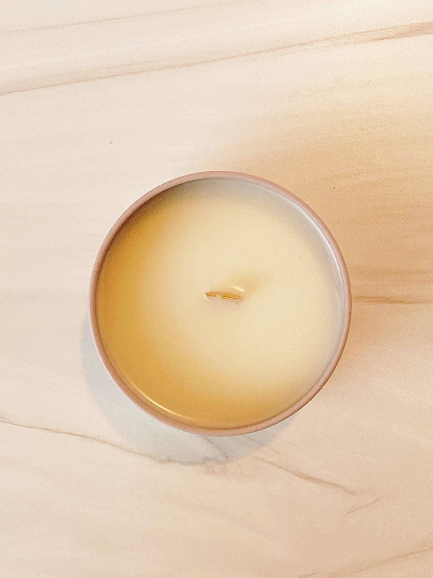 La Romana Signature Travel Tin Scented Candle; Mauve tin with white label and green logo; Coconut Soy Wax and Wood Wick; Dominican Candles; Dominican Republic; Caribbean; Tropical; Hispanic candles; Latino candles; Travel; Tourism; Best Dominican Candles; Dominican Candle Company; Coconut Soy Wax Candle with Wood Wick; All natural, biodegradable, gluten-free; non-toxic