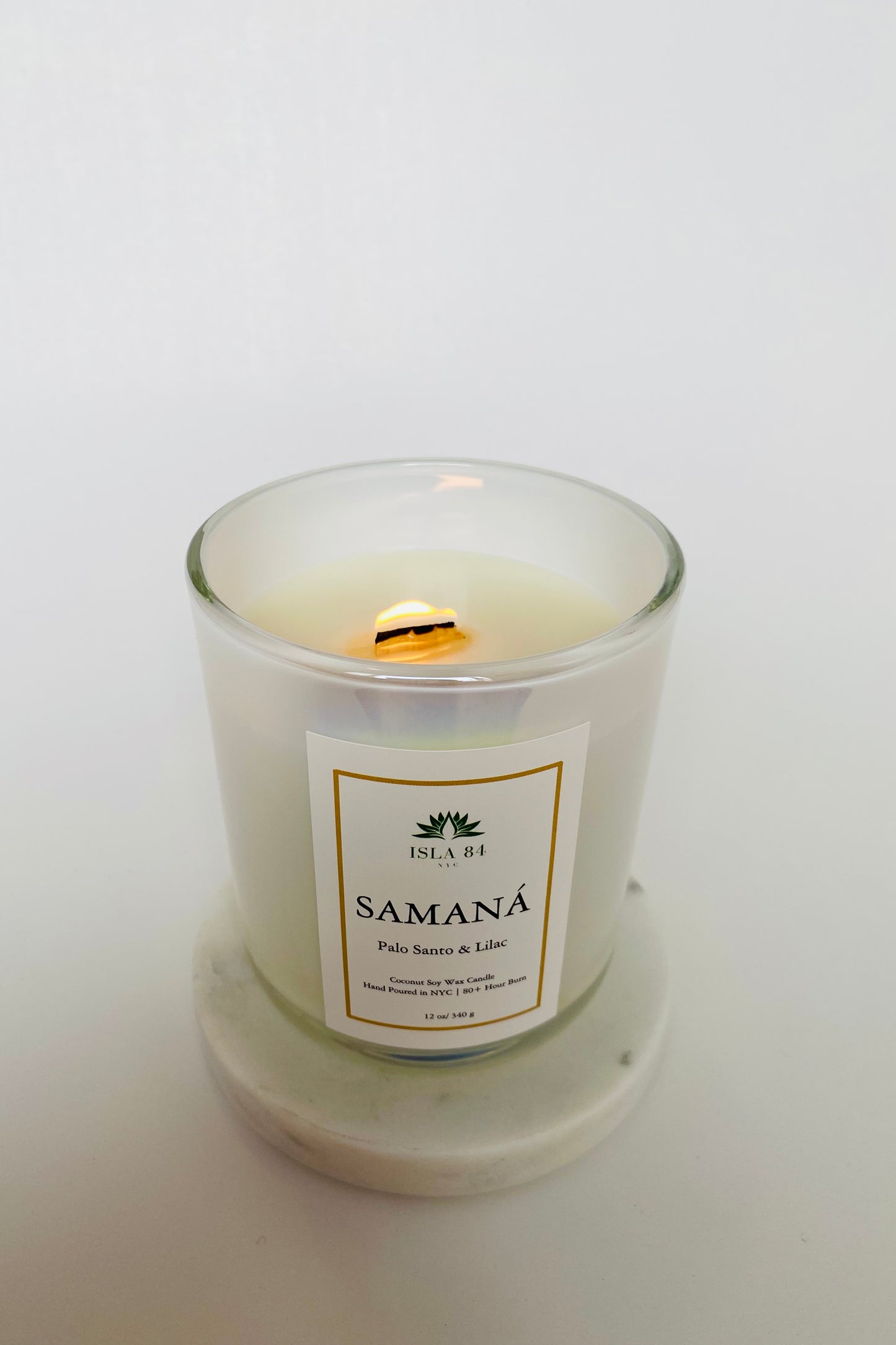 Samana Signature Scented Candle; Palo Santo & Lilac Candle; Coconut Soy Wax Candle with Wood Wick; Latino Candles; Dominican Candles; DR Candles; Burning Wood Wick