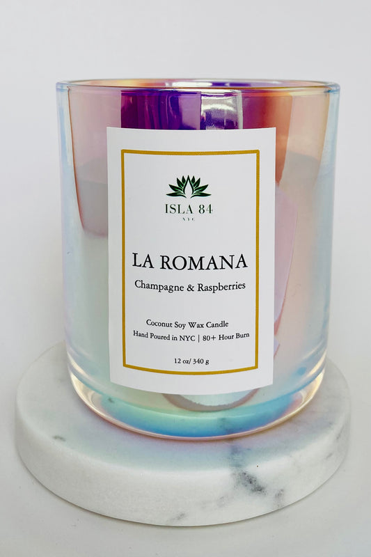 La Romana Signature Scented Candle; Dominican Republic Candles: Coconut Soy Candle with Wood Wick